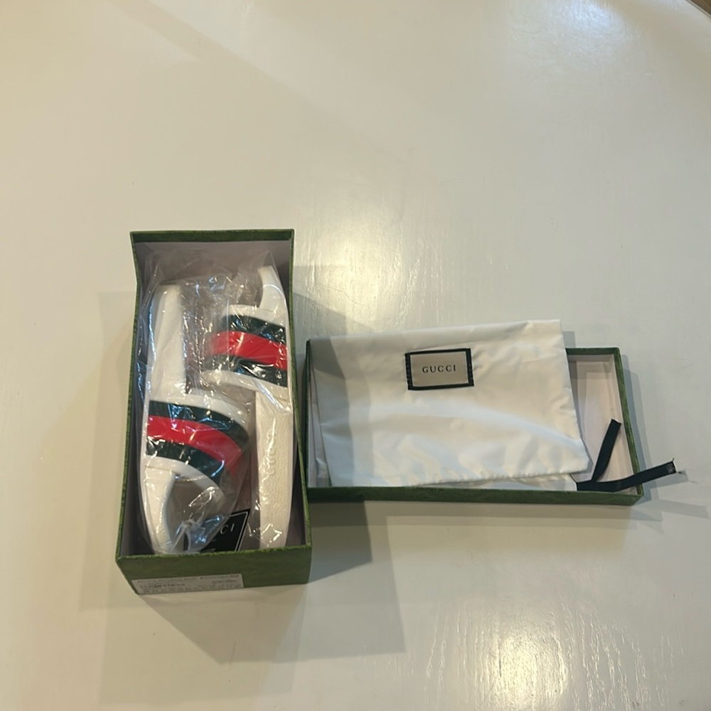 White Gucci Slides. Size 11.